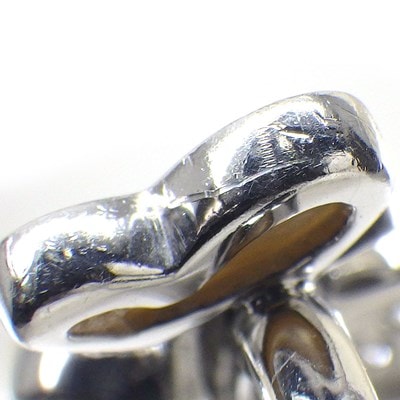 【ホワイトシェル ダイヤモンド】 ピンキーリング 蝶 バタフライ 2モチーフ ホワイト シェル ダイヤモンド 計0.16ct K18WG 白 5号 【中古】