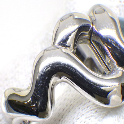 クリスチャンディオール Christian Dior リング 亀 タートル モチーフ オーバル カボションカット アクアマリン 1ポイント ダイヤモンド K18WG 10号 / #50 【中古】