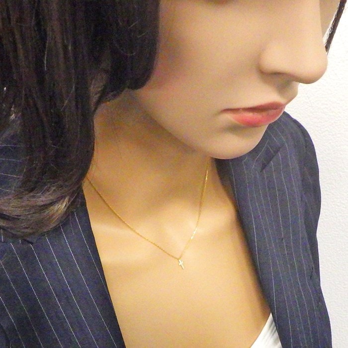 アーカー AHKAH】ネックレス クロス パヴェ ダイヤモンド 0.05ct K18YG
