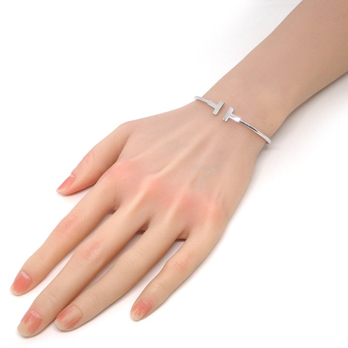 ティファニー Tiffany & Co. バングル Tワイヤー ミディアム 60010733 K18WG  / #M 【中古】