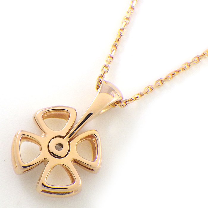 ブルガリ BVLGARI ネックレス フィオレバー オープン フラワー クローバー 1ポイント ダイヤモンド K18PG 【中古】