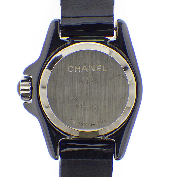 ★最終お値引き品★ 【シャネル CHANEL】腕時計 J12 XS H4663 32 ポイントダイヤベゼル ブラック 黒 文字盤 ダイヤモンド 0.27ct SS ブラックセラミック ブラック レザーベルト クオーツアナログ 