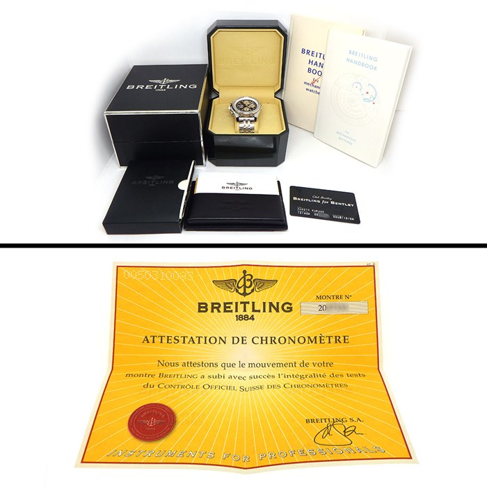 ブライトリング Breitling 腕時計 ベントレーGT A362B24SP/A13362 ブラック文字盤 黒 クロノグラフ タキメーター 夜光インデックス スモールセコンド 太陽コンパス 夜光針 SS 自動巻き 【箱・保付き】 【中古】