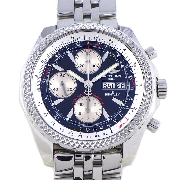 ブライトリング Breitling 腕時計 ベントレーGT A362B24SP/A13362 ブラック文字盤 黒 クロノグラフ タキメーター 夜光インデックス スモールセコンド 太陽コンパス 夜光針 SS 自動巻き 【箱・保付き】 【中古】
