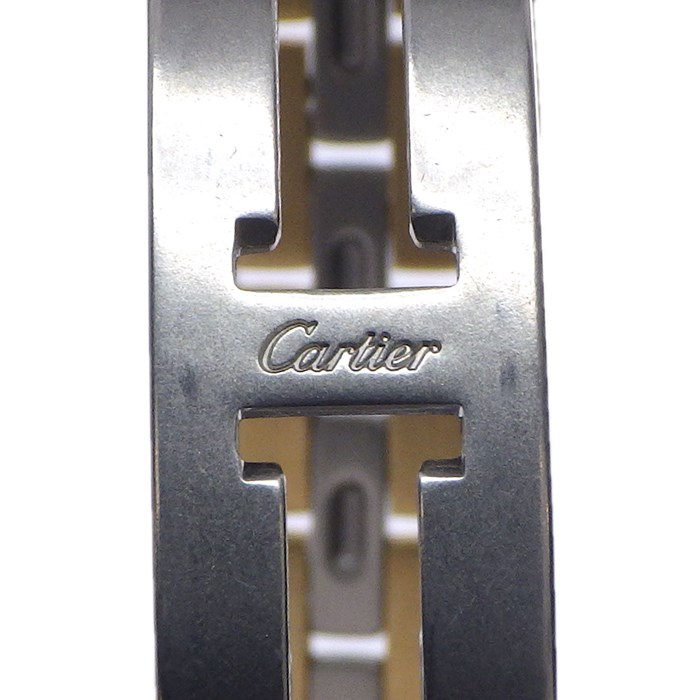 カルティエ Cartier 腕時計 パンテール MM W25028B6 スクエア アイボリー文字盤 ローマ数字インデックス デイト K18YG SS クオーツアナログ 【中古】