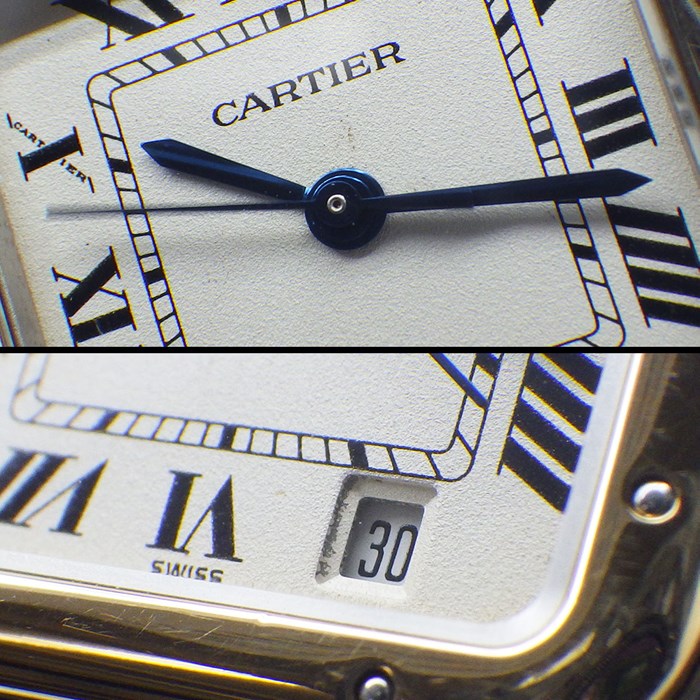 カルティエ Cartier 腕時計 パンテール MM W25028B6 スクエア アイボリー文字盤 ローマ数字インデックス デイト K18YG SS クオーツアナログ 【中古】