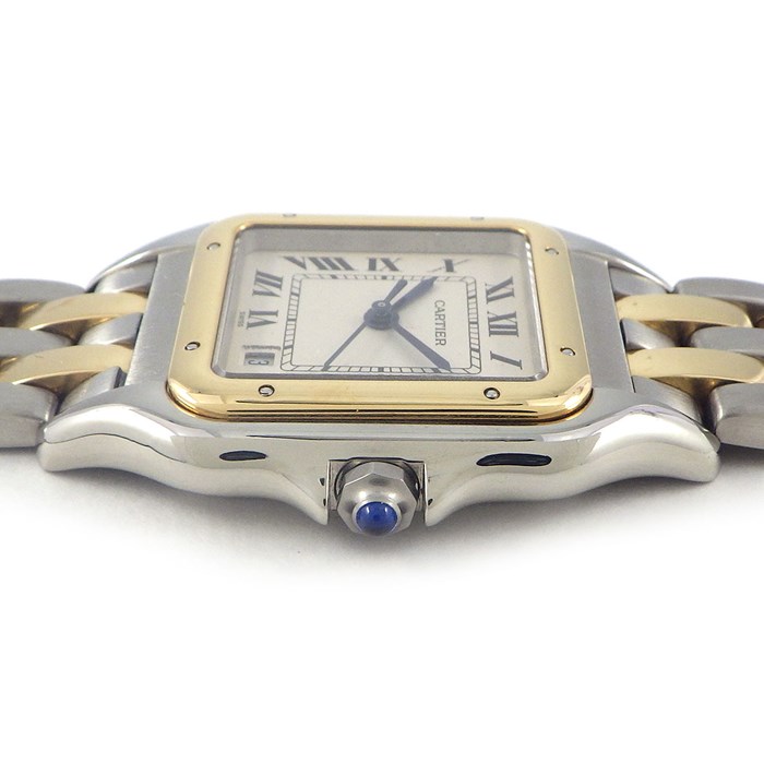 カルティエ Cartier 腕時計 パンテール MM W25028B6 スクエア アイボリー文字盤 ローマ数字インデックス デイト K18YG SS クオーツアナログ 【中古】