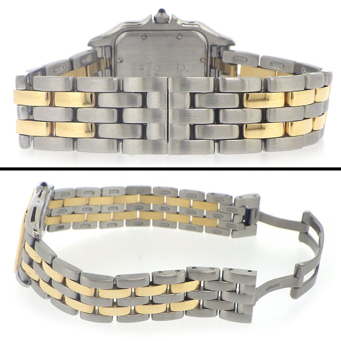 カルティエ Cartier 腕時計 パンテール MM W25028B6 スクエア アイボリー文字盤 ローマ数字インデックス デイト K18YG SS クオーツアナログ 【中古】