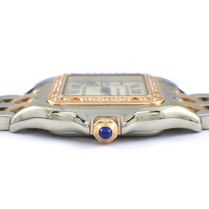 カルティエ Cartier 腕時計 パンテールSM W3PN0006 ダイヤベゼル スクエア ホワイト文字盤 ローマンインデックス K18PG SS クオーツアナログ 【箱・保付き】 【中古】