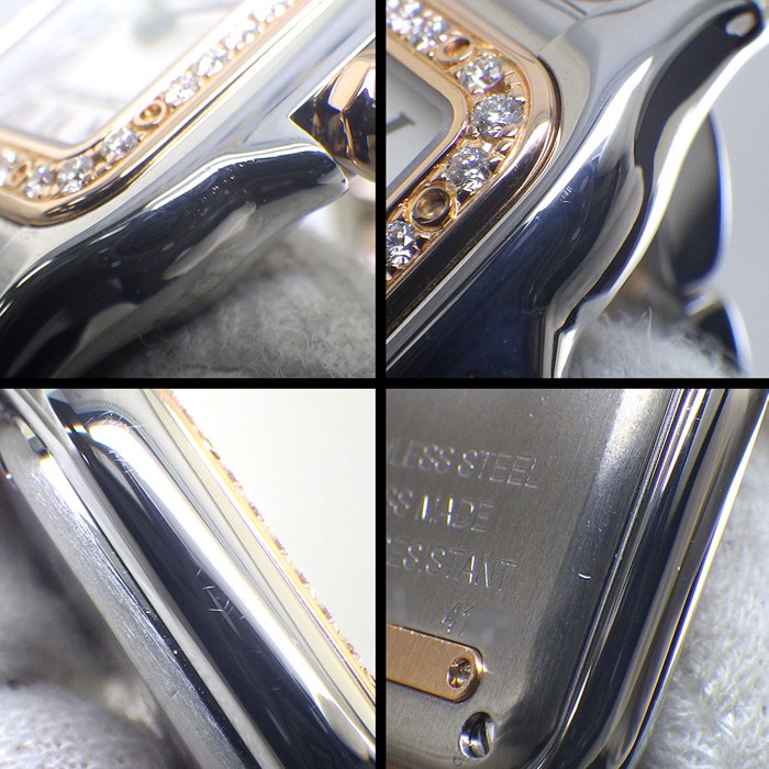 カルティエ Cartier 腕時計 パンテールSM W3PN0006 ダイヤベゼル スクエア ホワイト文字盤 ローマンインデックス K18PG SS クオーツアナログ 【箱・保付き】 【中古】