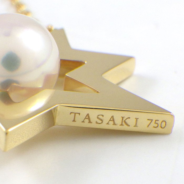 タサキ 田崎真珠 TASAKI ピアス コメット プラス E-4344-18KYG 彗星 チェーン スウィング ドロップ あこや真珠 6.9mm珠 K18YG 【中古】