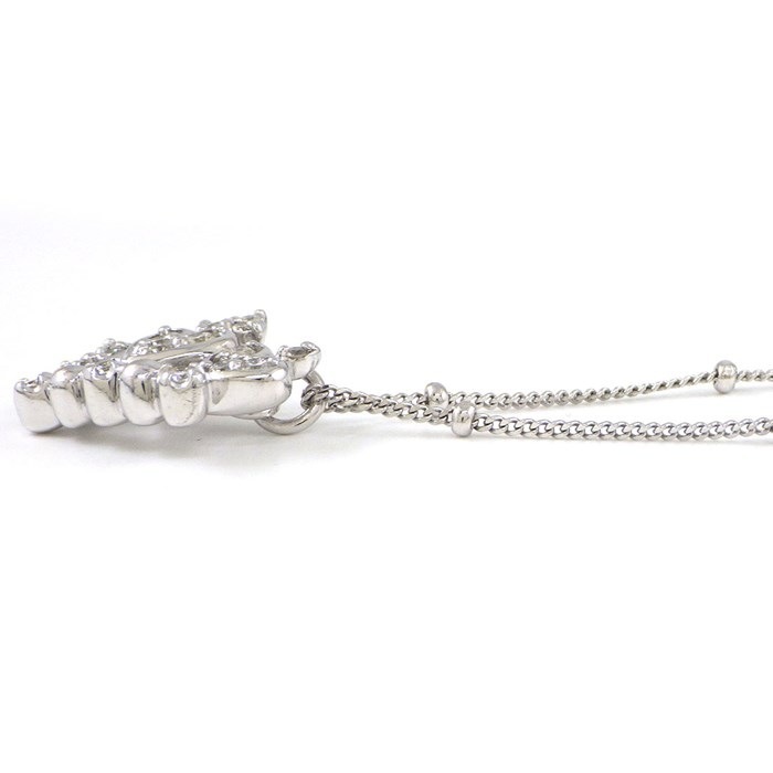 4℃ ネックレス クラウンモチーフ ダイヤモンド K18WG 【中古】