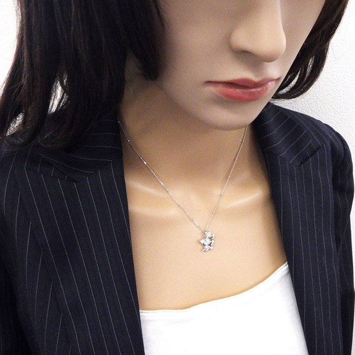 4℃ ネックレス クラウンモチーフ ダイヤモンド K18WG 【中古】