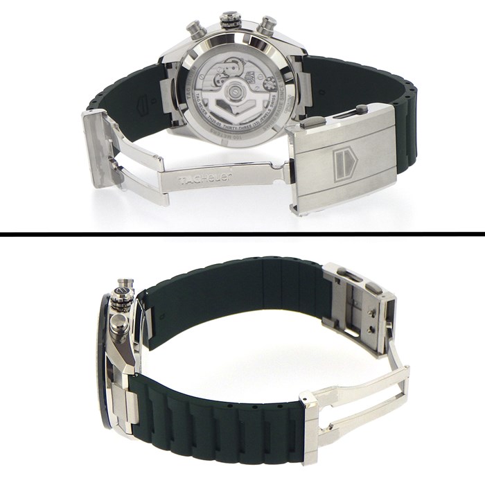 タグ・ホイヤー TAG Heuer 腕時計 カレラ キャリバー ホイヤー CBN2A1N.FT6238 カレンダー クロノグラフ 裏スケ タキメーター 夜光針 夜光インデックス グリーン 文字盤 SS セラミック ラバー 自動巻き 【箱・保付き】