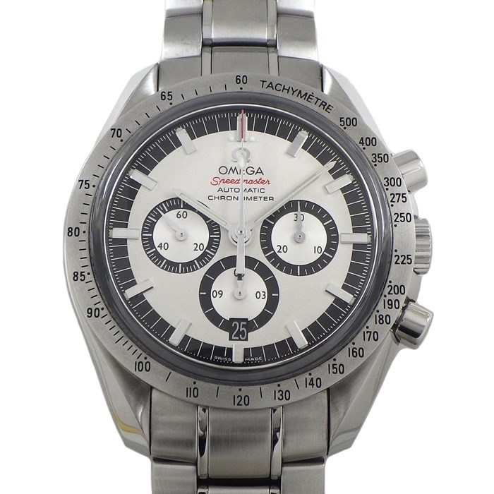 オメガ OMEGA 腕時計 スピードマスター シューマッハ レジェンドコレクション 3506.31.00 カレンダー クロノグラフ タキメーター スモールセコンド クロノメーター ホワイト 文字盤 SS 自動巻き 【箱・保付き】 【中古】