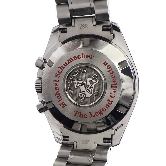 オメガ OMEGA 腕時計 スピードマスター シューマッハ レジェンドコレクション 3506.31.00 カレンダー クロノグラフ タキメーター スモールセコンド クロノメーター ホワイト 文字盤 SS 自動巻き 【箱・保付き】 【中古】