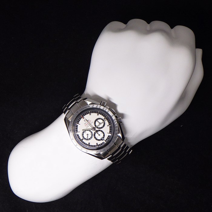 オメガ OMEGA 腕時計 スピードマスター シューマッハ レジェンドコレクション 3506.31.00 カレンダー クロノグラフ タキメーター スモールセコンド クロノメーター ホワイト 文字盤 SS 自動巻き 【箱・保付き】 【中古】