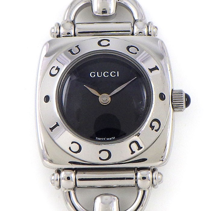 グッチ GUCCI 腕時計 ホースビット 6400L ブラック文字盤 ロゴ SS クオーツアナログ 【中古】