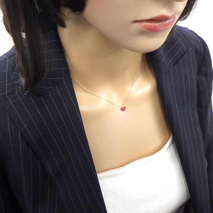 アーカー AHKAH ネックレス ティランハート AB1647010100 樹脂加工石(サンゴ使用) K18YG 【箱・保付き】 【中古】