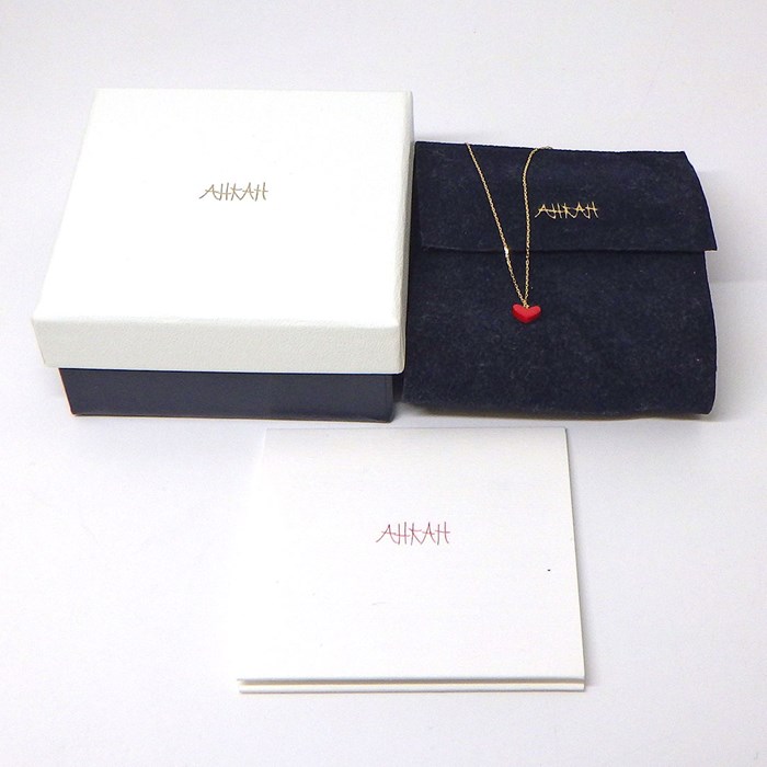 アーカー AHKAH ネックレス ティランハート AB1647010100 樹脂加工石(サンゴ使用) K18YG 【箱・保付き】 【中古】