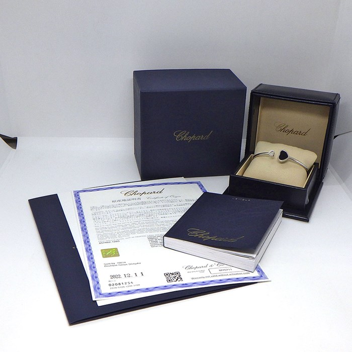 ショパール Chopard バングル ハッピーハート 857482-1203 ハッピーダイヤモンド オニキス ムービング 1ポイント ダイヤモンド 0.05ct K18WG 【箱・保付き】 【中古】