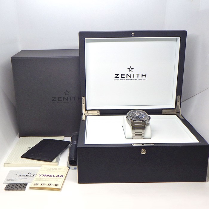 ゼニス ZENITH 腕時計 デファイ エル プリメロ 21 95.9000.9004/78.M9000 クロノグラフ 夜光針/インデックス スモールセコンド 裏スケ パワーリザーブ表示 スケルトン文字盤 チタン SS 自動巻き 【箱・保付き】 【中古】
