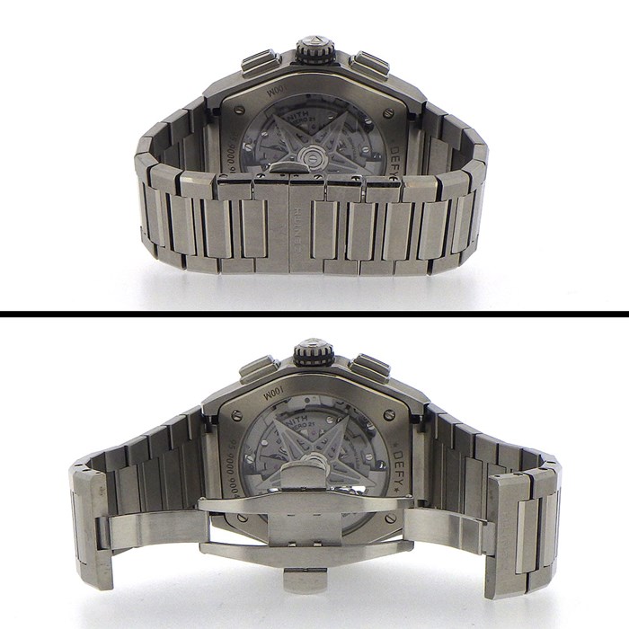 ゼニス ZENITH 腕時計 デファイ エル プリメロ 21 95.9000.9004/78.M9000 クロノグラフ 夜光針/インデックス スモールセコンド 裏スケ パワーリザーブ表示 スケルトン文字盤 チタン SS 自動巻き 【箱・保付き】 【中古】