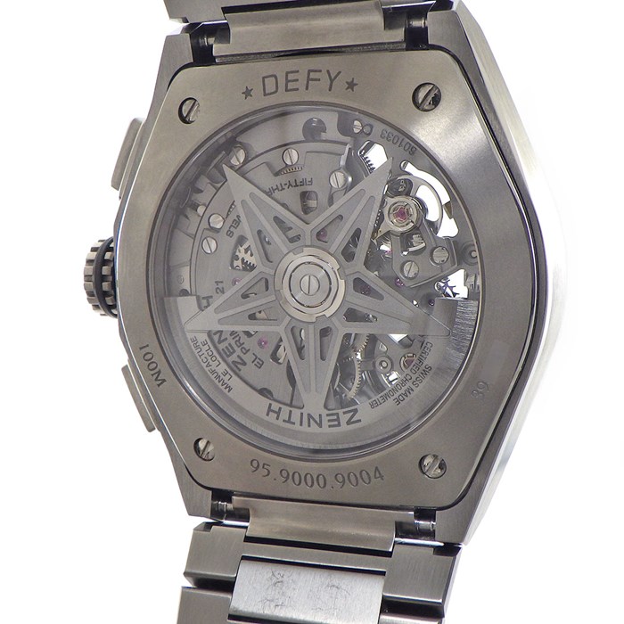 ゼニス ZENITH 腕時計 デファイ エル プリメロ 21 95.9000.9004/78.M9000 クロノグラフ 夜光針/インデックス スモールセコンド 裏スケ パワーリザーブ表示 スケルトン文字盤 チタン SS 自動巻き 【箱・保付き】 【中古】