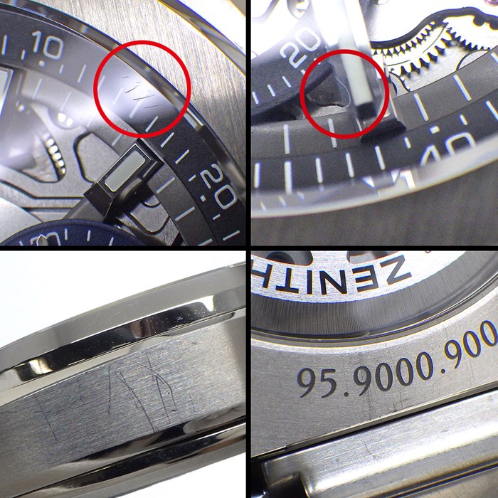 ゼニス ZENITH 腕時計 デファイ エル プリメロ 21 95.9000.9004/78.M9000 クロノグラフ 夜光針/インデックス スモールセコンド 裏スケ パワーリザーブ表示 スケルトン文字盤 チタン SS 自動巻き 【箱・保付き】 【中古】
