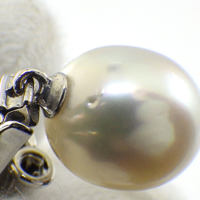 タサキ 田崎真珠 TASAKI ネックレス ブローチ チャーム 2Way セミラウンドパール 白蝶真珠 8.5mm珠 ダイヤモンド 計0.48ct 1ポイント ダイヤモンド 0.01ct K18WG 【中古】
