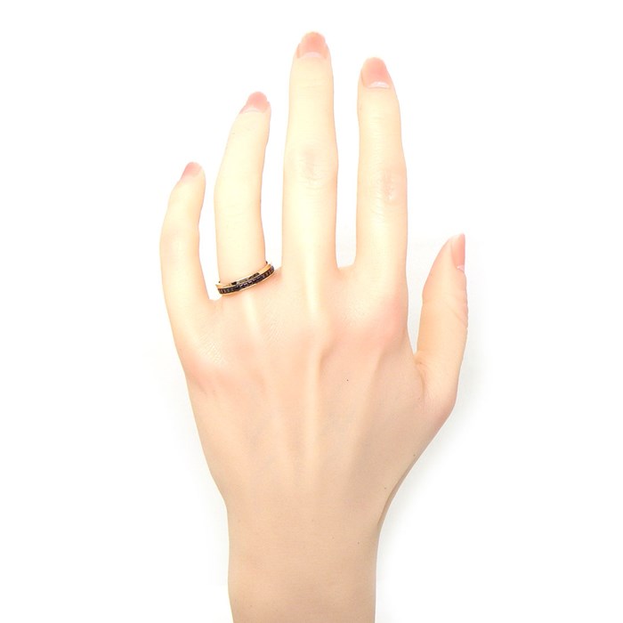 ブシュロン BOUCHERON リング キャトル クラシック ハーフ JAL00175 K18PG ブラウン PVD 14.5号 / #55 【中古】