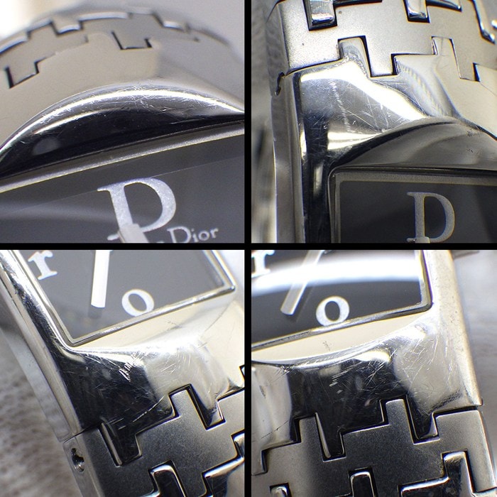クリスチャンディオール Christian Dior 腕時計 ディオリフィック D96-100 スクエア ブラック文字盤 SS クオーツアナログ 【中古】