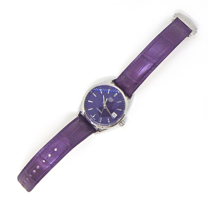 タグ・ホイヤー TAG Heuer 腕時計 カレラ WBK1314.FC8261 デイト ギョーシェ パープル文字盤 SS パープル アリゲーターレザーベルト クオーツアナログ 【箱・保付き】 【中古】