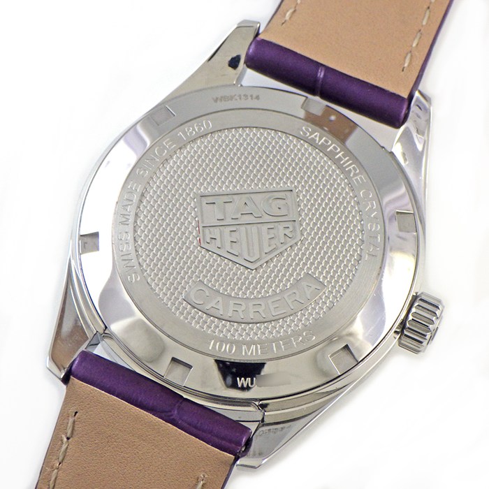 タグ・ホイヤー TAG Heuer 腕時計 カレラ WBK1314.FC8261 デイト ギョーシェ パープル文字盤 SS パープル アリゲーターレザーベルト クオーツアナログ 【箱・保付き】 【中古】