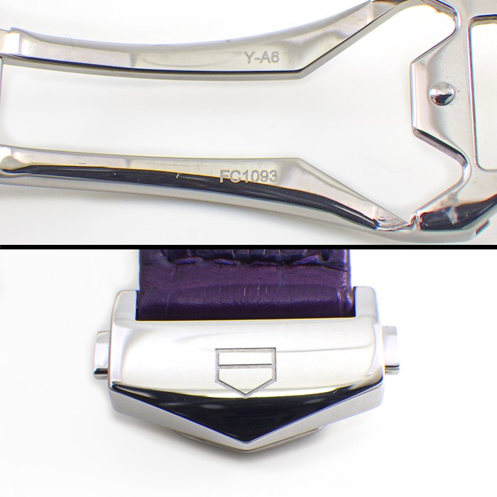 タグ・ホイヤー TAG Heuer 腕時計 カレラ WBK1314.FC8261 デイト ギョーシェ パープル文字盤 SS パープル アリゲーターレザーベルト クオーツアナログ 【箱・保付き】 【中古】