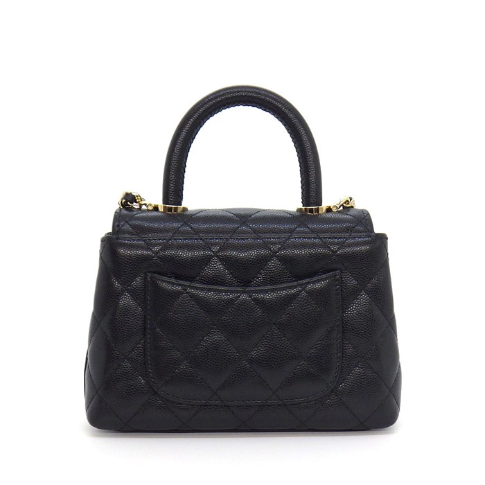 シャネル CHANEL ショルダーバッグ マトラッセ ココハンドル エクストラミニ トップハンドル AP4244 ブラック キャビアスキン 【中古】