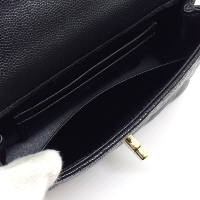 シャネル CHANEL ショルダーバッグ マトラッセ ココハンドル エクストラミニ トップハンドル AP4244 ブラック キャビアスキン 【中古】