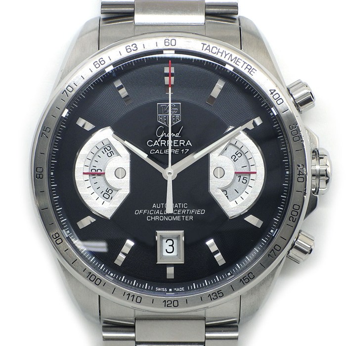 タグ・ホイヤー TAG Heuer 腕時計 グランドカレラ CAV511A.BA0902 ブラック文字盤 デイト クロノグラフ タキメーター スモールセコンド SS 自動巻き 【中古】