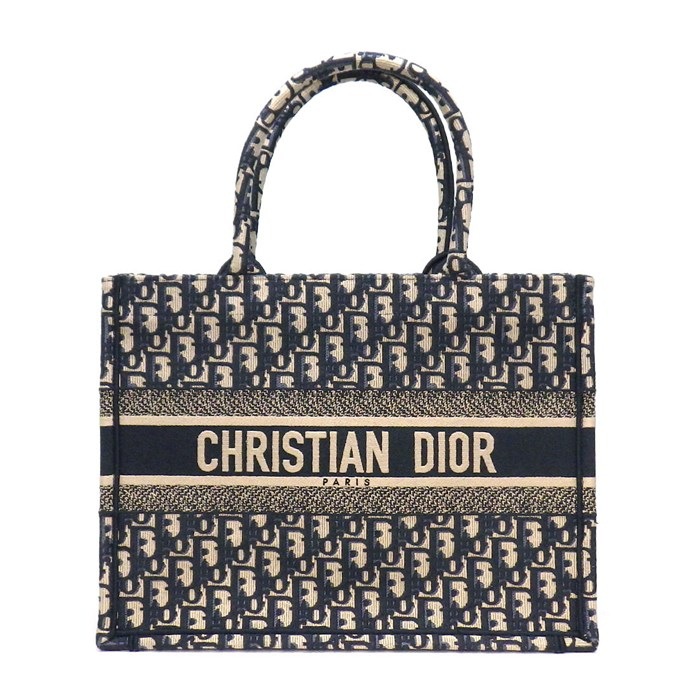 ディオール Dior トートバッグ ブックトート ミディアム M1296ZRIW_M828 エクリュホワイト ディオールオブリークエンブロイダリー 【中古】