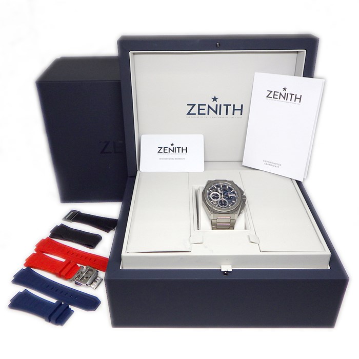 ゼニス ZENITH 腕時計 デファイ エクストリーム 95.9100.9004/01.I001 クロノグラフ スモールセコンド パワーリザーブ表示 裏スケ スケルトン文字盤 チタン SS 自動巻き 【箱・保付き】 【中古】