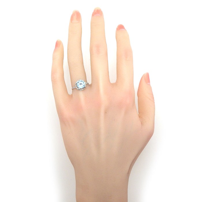 モーブッサン MAUBOUSSIN リング ソレイユ エテ RI1104WGBTDI 1ポイント ブルー トパーズ ダイヤモンド K18WG 11.5号 【中古】