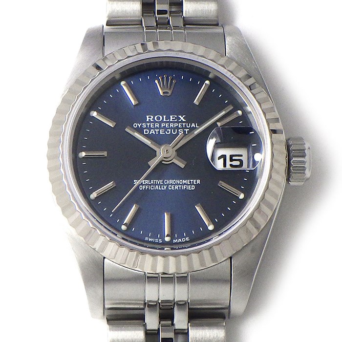 ロレックス Rolex 腕時計 デイトジャスト 79174 Y番 2002年製 ブルーサンレイ文字盤 デイト K18WG SS 自動巻き 【中古】
