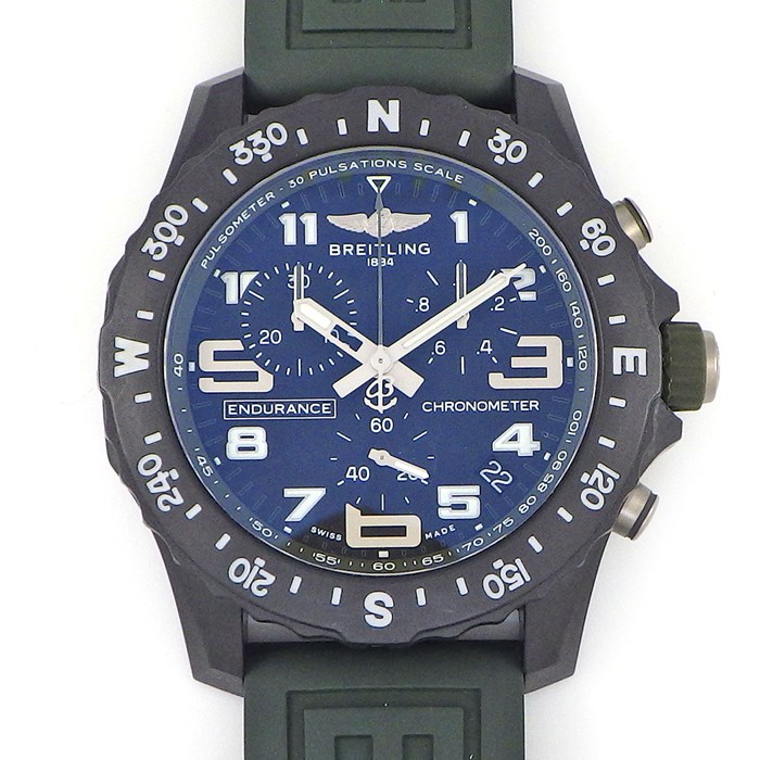ブライトリング Breitling 腕時計 エンデュランス プロ X82310/X82310D31B1S1 ブラック文字盤 黒 カレンダー クロノグラフ スモールセコンド ブライトライト グリーン ラバー クオーツアナログ 【中古】