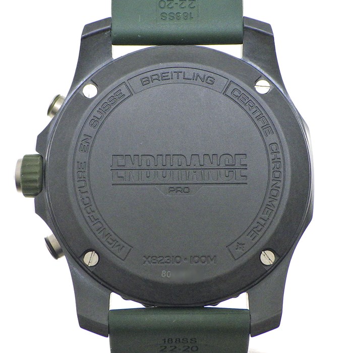 ブライトリング Breitling 腕時計 エンデュランス プロ X82310/X82310D31B1S1 ブラック文字盤 黒 カレンダー クロノグラフ スモールセコンド ブライトライト グリーン ラバー クオーツアナログ 【中古】
