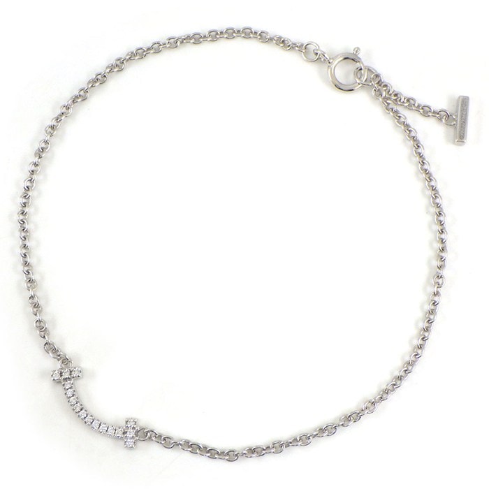 ティファニー Tiffany & Co. ブレスレット Tスマイル ミニ 62994797 ダイヤモンド 計0.04ct K18WG 【中古】