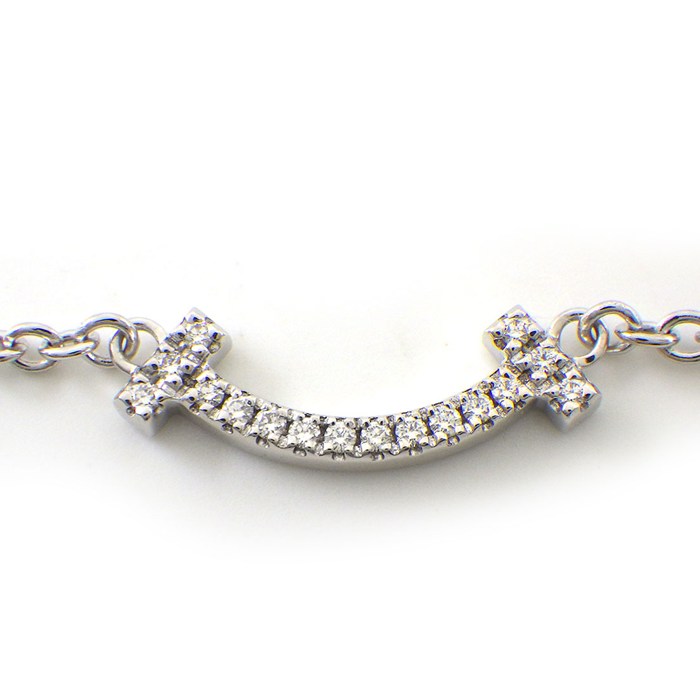 ティファニー Tiffany & Co. ブレスレット Tスマイル ミニ 62994797 ダイヤモンド 計0.04ct K18WG 【中古】