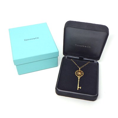 ティファニー Tiffany & Co. ロングネックレス デイジー キー 鍵 シトリン ダイヤモンド K18YG 【中古】