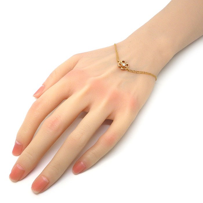 ブルガリ BVLGARI ブレスレット フィオレヴァー 355326 オープン フラワー クローバー 1ポイント ダイヤモンド K18PG / #ML 【中古】