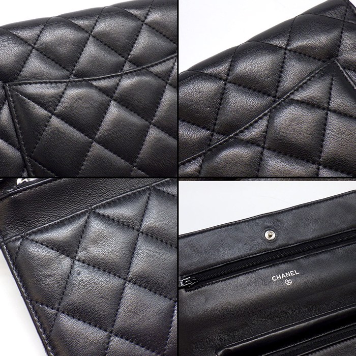 シャネル CHANEL ショルダーバッグ マトラッセ クラシック チェーンウォレット AP0250 2006年 ブラック ボルドー ラムスキン 【中古】