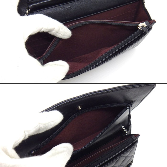 シャネル CHANEL ショルダーバッグ マトラッセ クラシック チェーンウォレット AP0250 ブラック ボルドー ラムスキン 【中古】 CHANEL - シャネル CHANEL ショルダーバッグ マトラッセ クラシック
